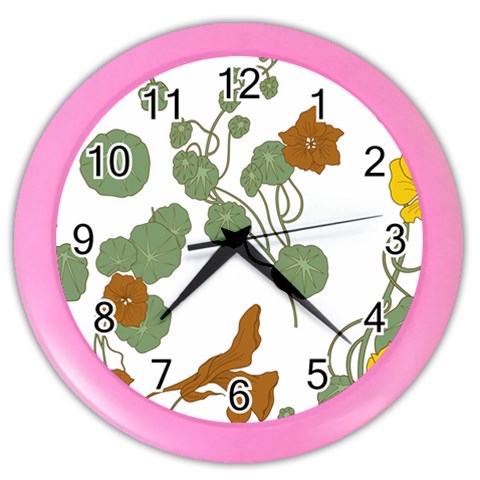 Nasturtium Flowers Plant Leaves Color Wall Clock from ArtsNow.com Front