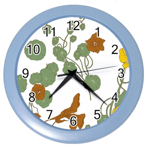 Nasturtium Flowers Plant Leaves Color Wall Clock from ArtsNow.com Front