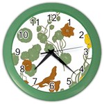 Nasturtium Flowers Plant Leaves Color Wall Clock