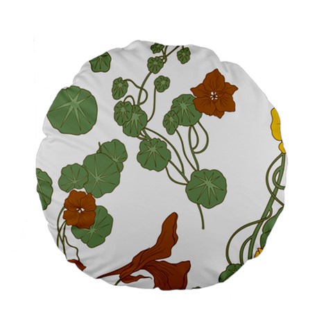 Nasturtium Flowers Plant Leaves Standard 15  Premium Round Cushions from ArtsNow.com Front