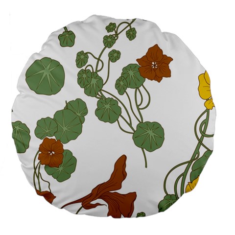 Nasturtium Flowers Plant Leaves Large 18  Premium Round Cushions from ArtsNow.com Front