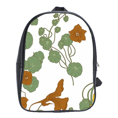 Nasturtium Flowers Plant Leaves School Bag (XL) from ArtsNow.com Front