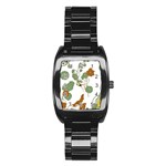 Nasturtium Flowers Plant Leaves Stainless Steel Barrel Watch