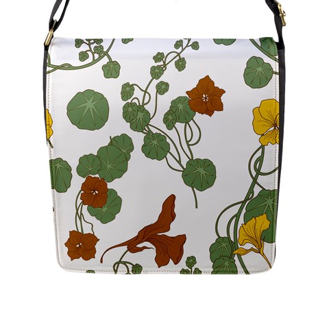 Nasturtium Flowers Plant Leaves Flap Closure Messenger Bag (L) from ArtsNow.com Front