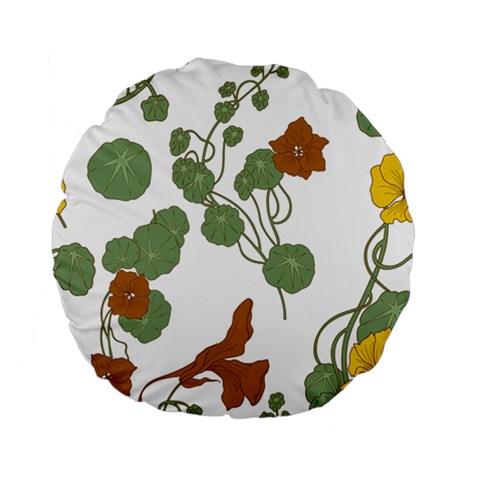 Nasturtium Flowers Plant Leaves Standard 15  Premium Flano Round Cushions from ArtsNow.com Front