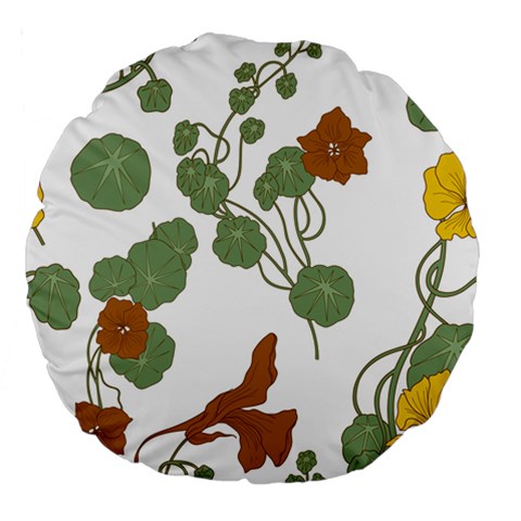 Nasturtium Flowers Plant Leaves Large 18  Premium Flano Round Cushions from ArtsNow.com Front