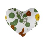 Nasturtium Flowers Plant Leaves Standard 16  Premium Flano Heart Shape Cushions