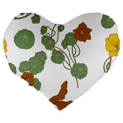 Nasturtium Flowers Plant Leaves Large 19  Premium Flano Heart Shape Cushions from ArtsNow.com Back