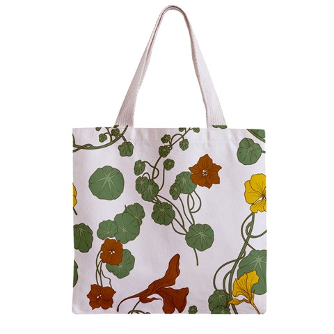 Nasturtium Flowers Plant Leaves Zipper Grocery Tote Bag from ArtsNow.com Front