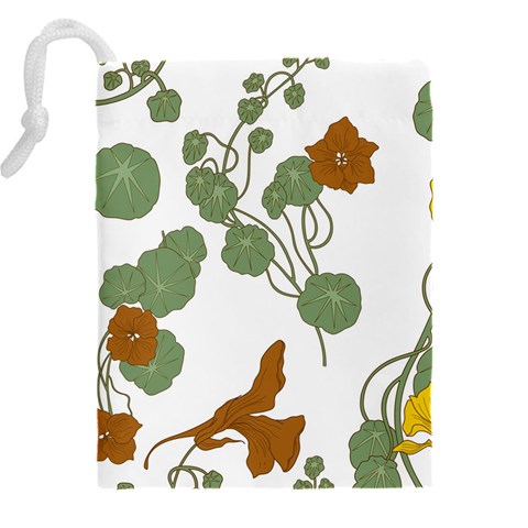 Nasturtium Flowers Plant Leaves Drawstring Pouch (4XL) from ArtsNow.com Back