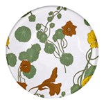 Nasturtium Flowers Plant Leaves Round Glass Fridge Magnet (4 pack)