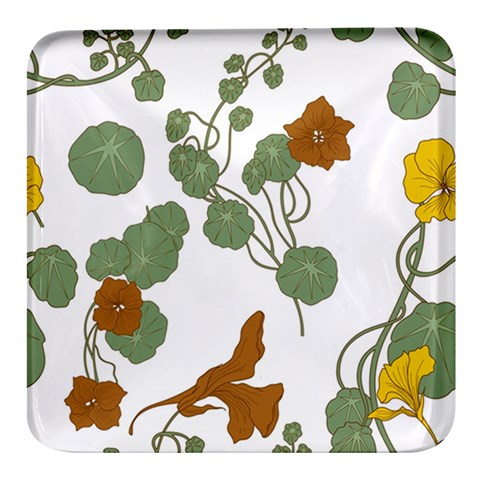 Nasturtium Flowers Plant Leaves Square Glass Fridge Magnet (4 pack) from ArtsNow.com Front