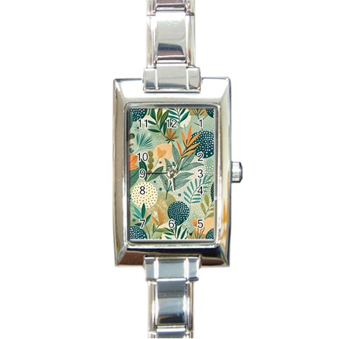 Leaves Pattern Flora Rectangle Italian Charm Watch from ArtsNow.com Front