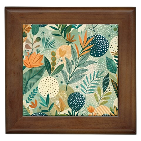 Leaves Pattern Flora Framed Tile from ArtsNow.com Front