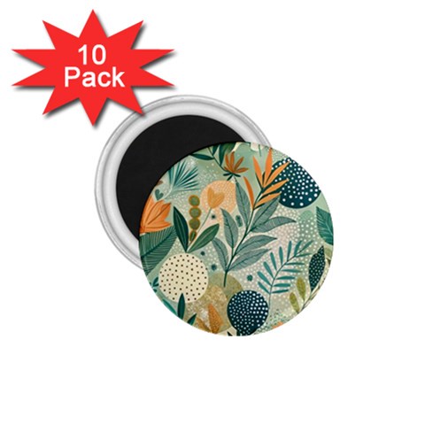 Leaves Pattern Flora 1.75  Magnets (10 pack)  from ArtsNow.com Front