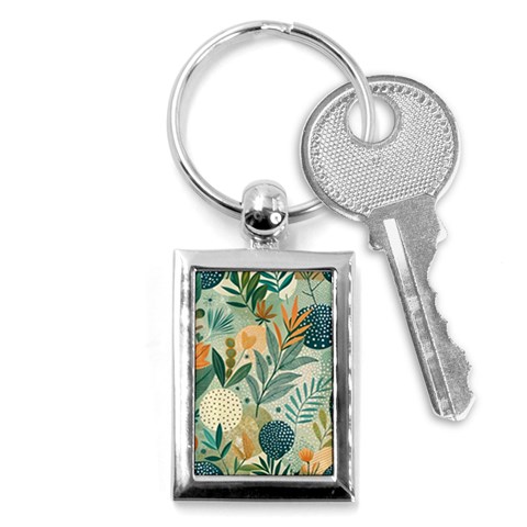 Leaves Pattern Flora Key Chain (Rectangle) from ArtsNow.com Front