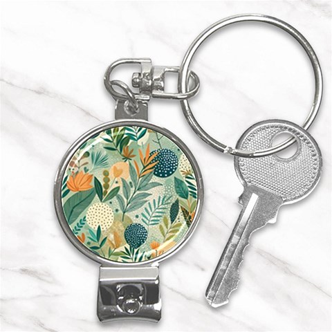 Leaves Pattern Flora Nail Clippers Key Chain from ArtsNow.com Front