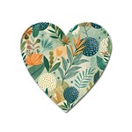 Leaves Pattern Flora Heart Magnet