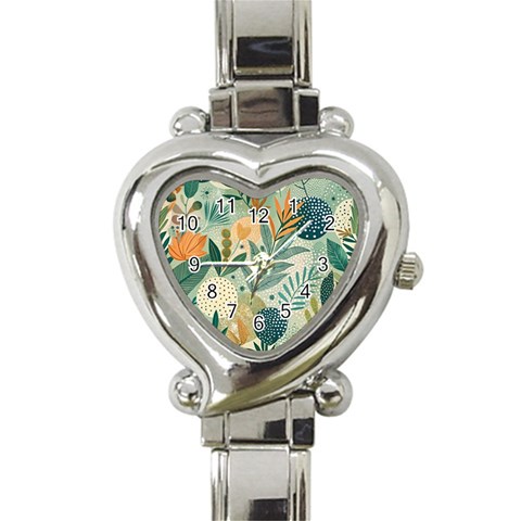 Leaves Pattern Flora Heart Italian Charm Watch from ArtsNow.com Front