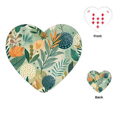 Leaves Pattern Flora Playing Cards Single Design (Heart) from ArtsNow.com Front