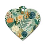 Leaves Pattern Flora Dog Tag Heart (One Side)