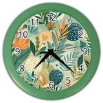 Leaves Pattern Flora Color Wall Clock