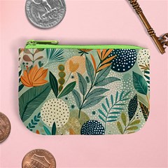 Leaves Pattern Flora Mini Coin Purse from ArtsNow.com Front