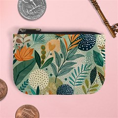 Leaves Pattern Flora Mini Coin Purse from ArtsNow.com Front