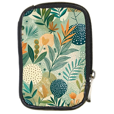 Leaves Pattern Flora Compact Camera Leather Case from ArtsNow.com Front