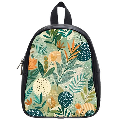 Leaves Pattern Flora School Bag (Small) from ArtsNow.com Front