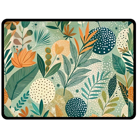 Leaves Pattern Flora Fleece Blanket (Large) from ArtsNow.com 80 x60  Blanket Front