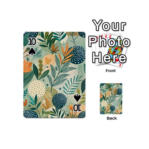 Leaves Pattern Flora Playing Cards 54 Designs (Mini) from ArtsNow.com Front - Spade10