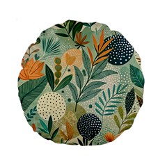 Leaves Pattern Flora Standard 15  Premium Round Cushions from ArtsNow.com Front