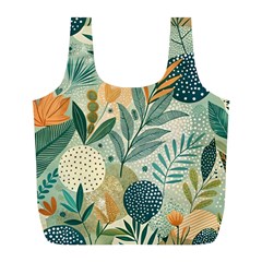 Leaves Pattern Flora Full Print Recycle Bag (L) from ArtsNow.com Front