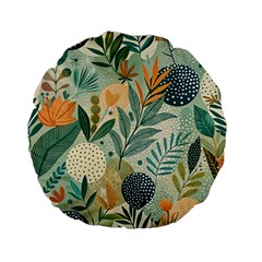 Leaves Pattern Flora Standard 15  Premium Flano Round Cushions from ArtsNow.com Back