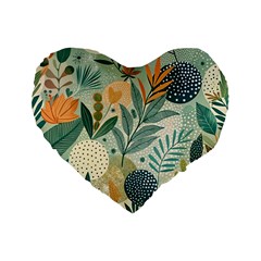 Leaves Pattern Flora Standard 16  Premium Flano Heart Shape Cushions from ArtsNow.com Front