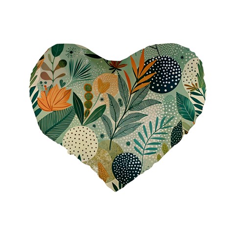 Leaves Pattern Flora Standard 16  Premium Flano Heart Shape Cushions from ArtsNow.com Back