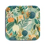 Leaves Pattern Flora Square Metal Box (Black)