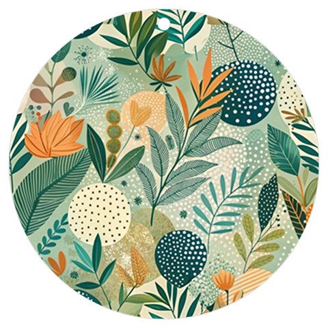 Leaves Pattern Flora UV Print Acrylic Ornament Round from ArtsNow.com Front