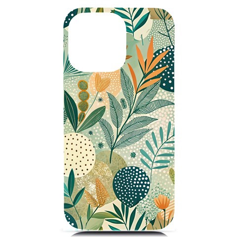 Leaves Pattern Flora iPhone 14 Pro Max Black UV Print Case from ArtsNow.com Front