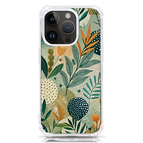 Leaves Pattern Flora iPhone 14 Pro TPU UV Print Case from ArtsNow.com Front