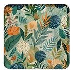 Leaves Pattern Flora Square Glass Fridge Magnet (4 pack)