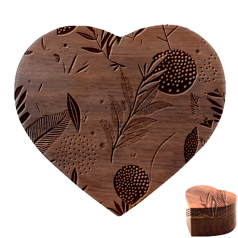 Leaves Pattern Flora Heart Wood Jewelry Box from ArtsNow.com Front