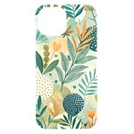 Leaves Pattern Flora iPhone 15 Black UV Print PC Hardshell Case