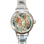 Leaves Pattern Floral Round Italian Charm Watch