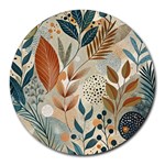 Leaves Pattern Floral Round Mousepad