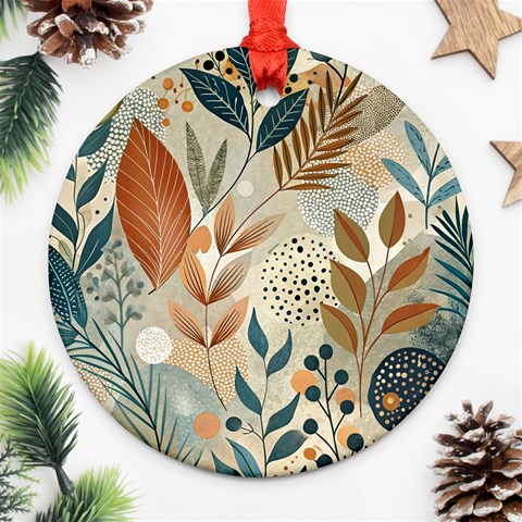 Leaves Pattern Floral Ornament (Round) from ArtsNow.com Front