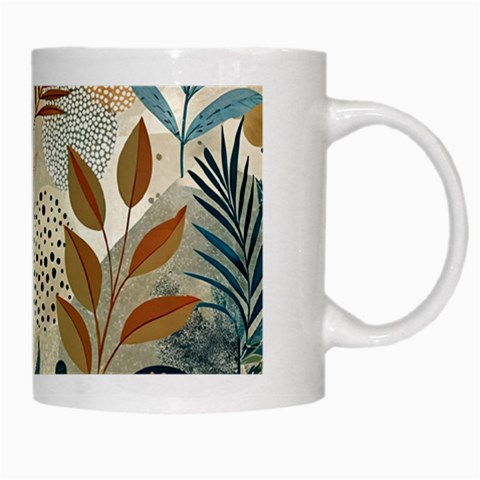 Leaves Pattern Floral White Mug from ArtsNow.com Right