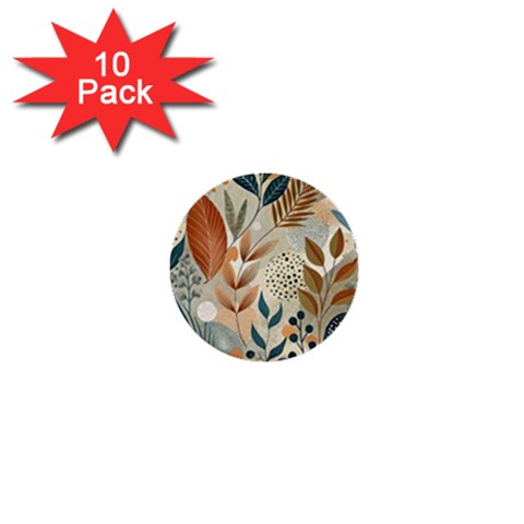 Leaves Pattern Floral 1  Mini Buttons (10 pack)  from ArtsNow.com Front