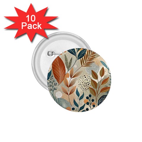 Leaves Pattern Floral 1.75  Buttons (10 pack) from ArtsNow.com Front